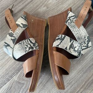 Cole Haan Tan and Snake Print Wedges